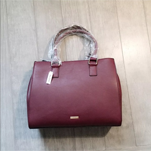 ALDO Satchel Handbag:Glossy Bordeaux, Size:M - Picture 6 of 6